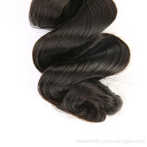 10A Brazilian Virgin Hair Bundles Bouncy Curly Loose Wave 100% Cuticle Aligned Wholesale Human Hair Weave  Bundles